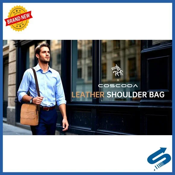 Genuine Leather Messenger Bag Crossbody Shoulder Bag Men's Big Capacity